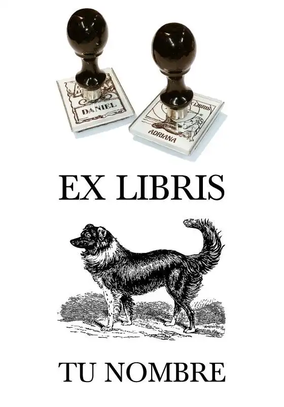 Sello Exlibris Border Collie