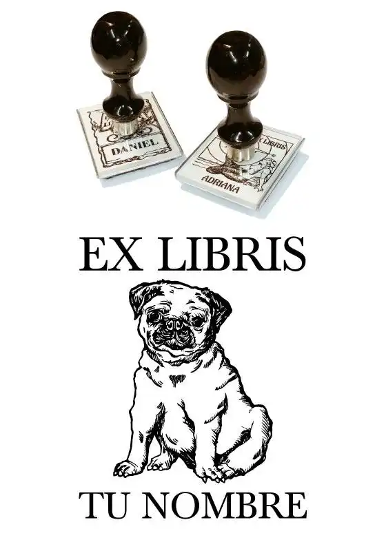 Sello Exlibris Perro Pug