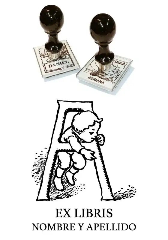 Sello Exlibris Infantil Letra A