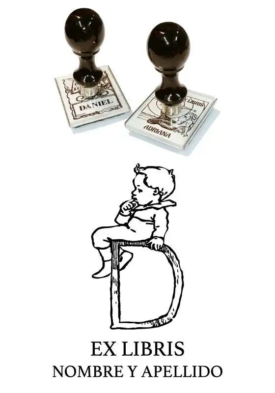 Sello Exlibris Infantil Letra D