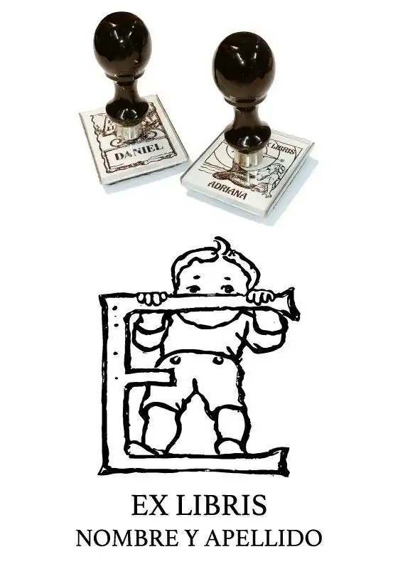 Sello Exlibris Infantil Letra E