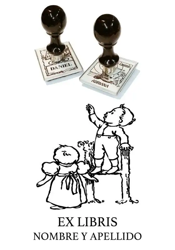 Sello Exlibris Infantil Letra H