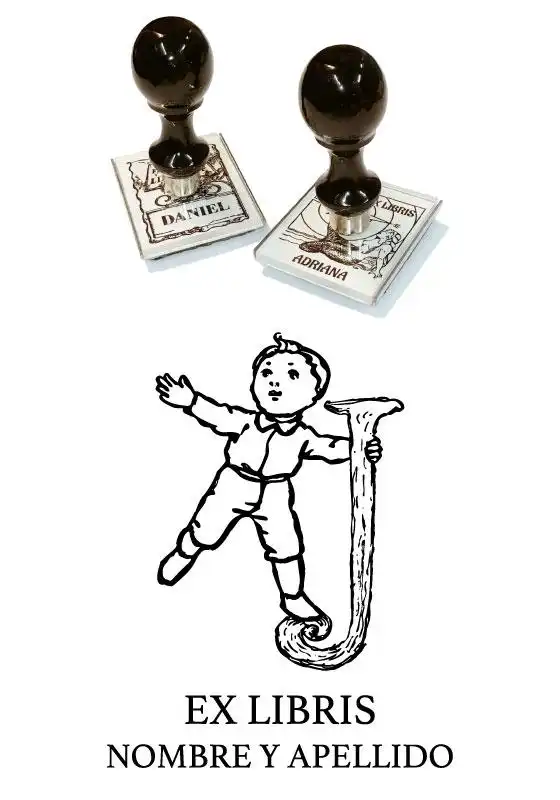Sello Exlibris Infantil Letra J
