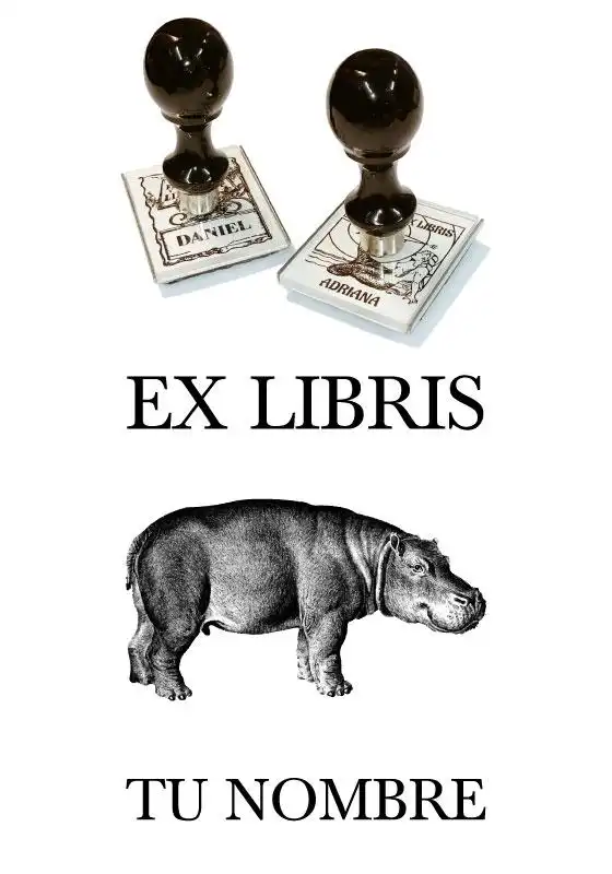 Sello Exlibris Hipop�tamo