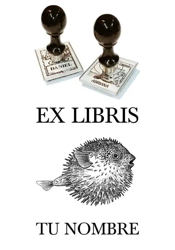 Sello Exlibris Pez Globo