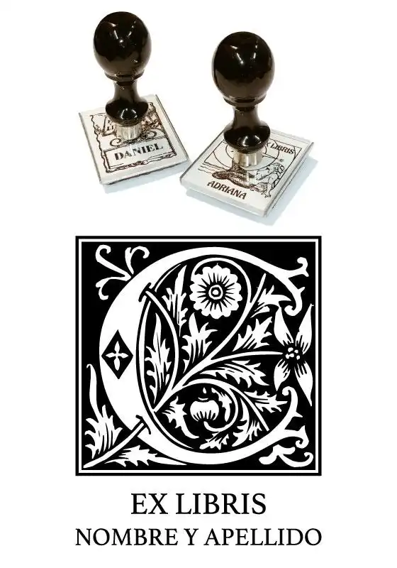 Sello Exlibris Letra C Rose