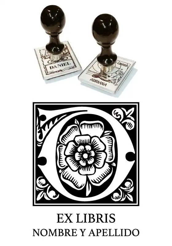 Sello Exlibris Letra D Rose