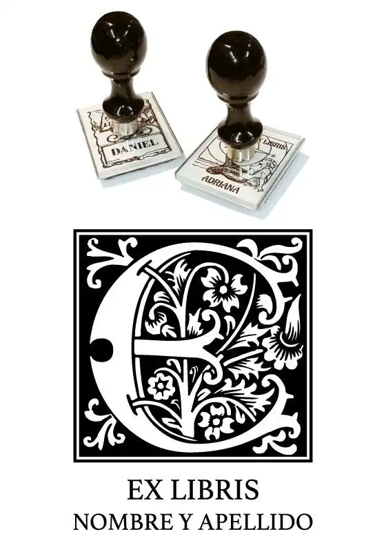 Sello Exlibris Letra E Rose