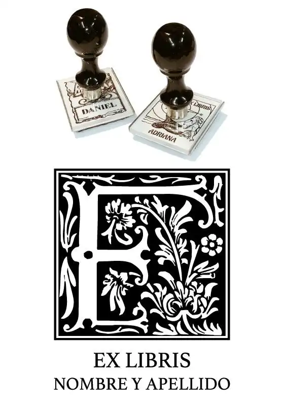 Sello Exlibris Letra F Rose