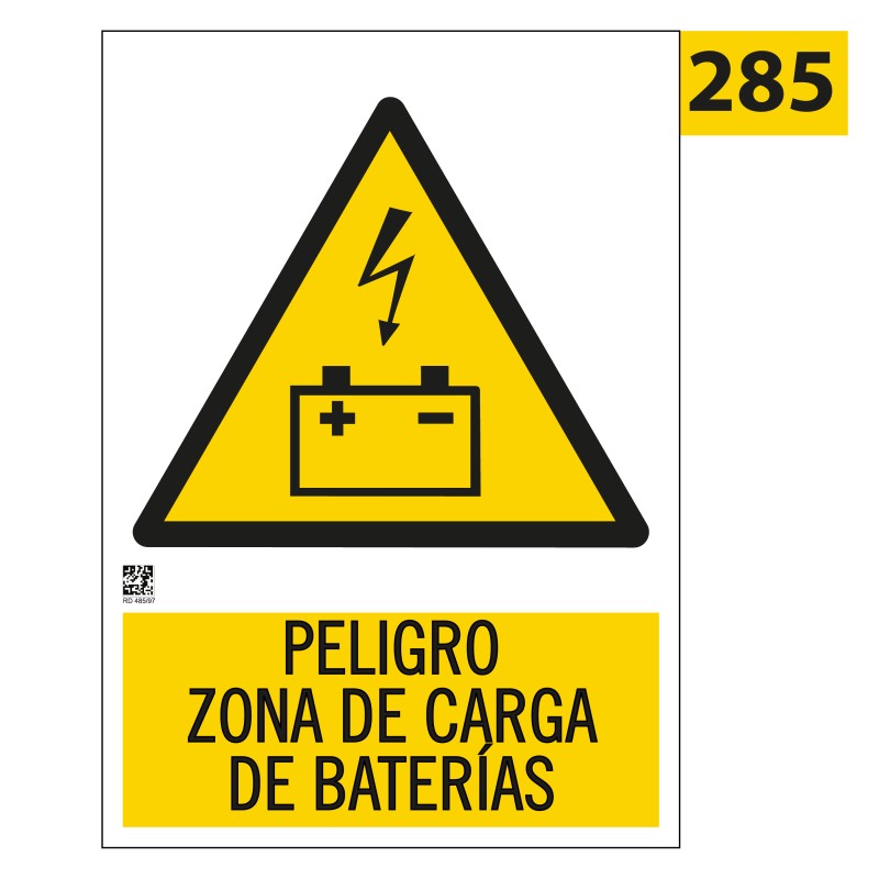 Señal Peligro Zona de Carga de Baterías 285
