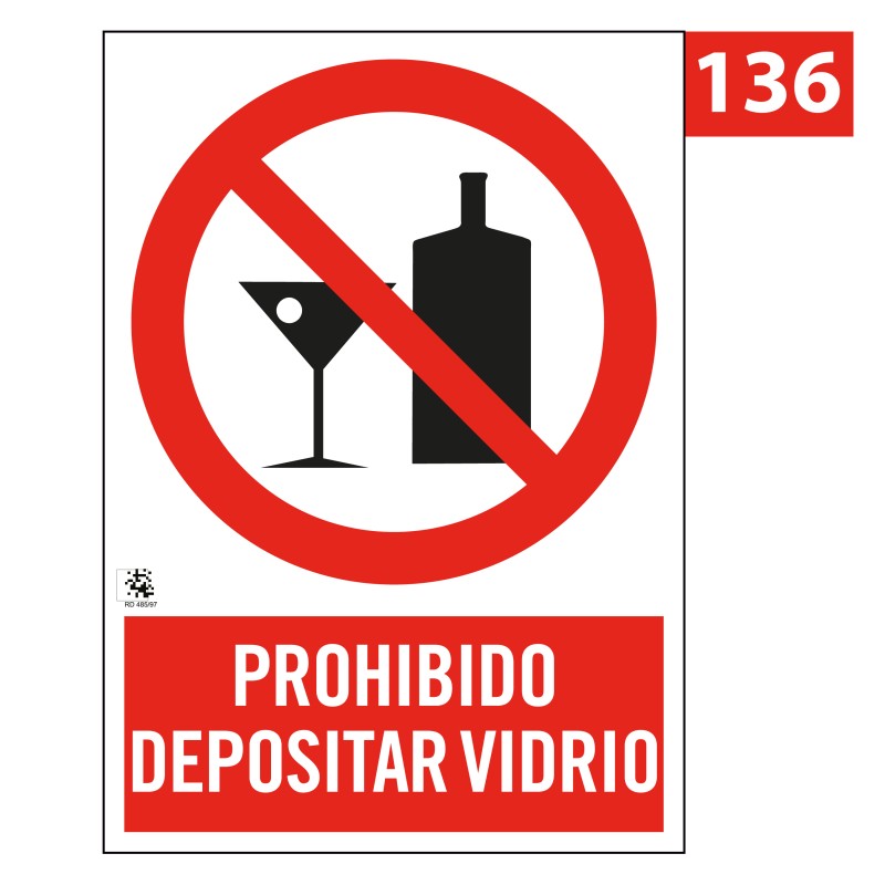Señal de Prohibido Depositar Vidrio 136